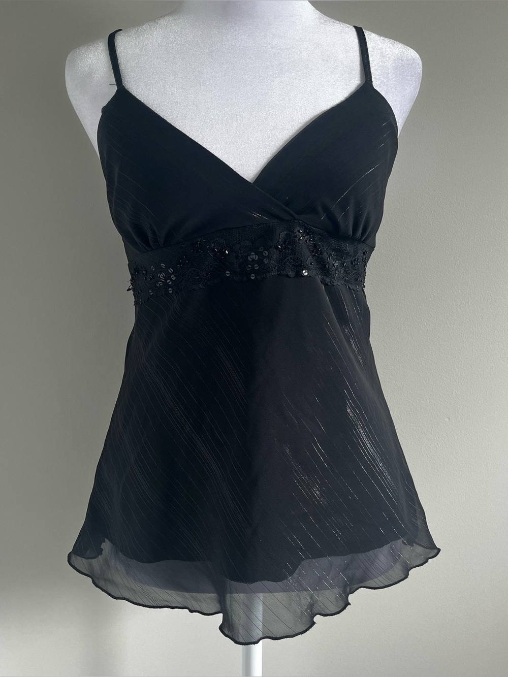 DCS Collection Black Beaded Babydoll Camisole
